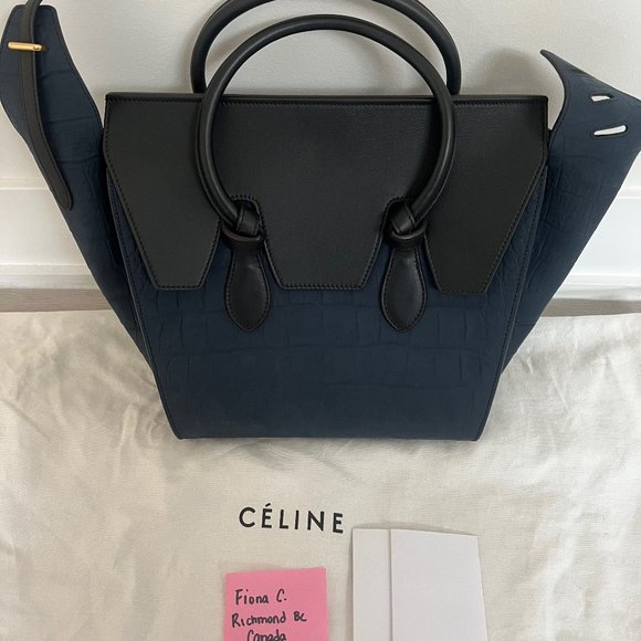 Céline Croc Embossed Nubuck Small Knot Tote Bag - Picture 1 of 9